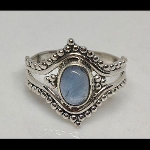 Sterling Silver Blue Fluorite Ring Hippie Boho